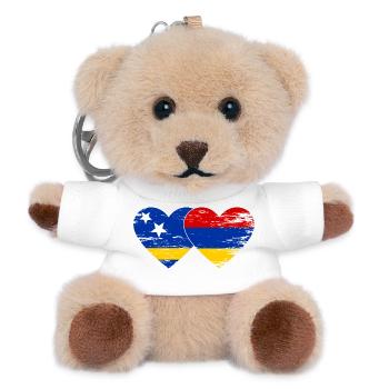 Curacao Armenia flag heart used - Teddy Keyring - white - Front