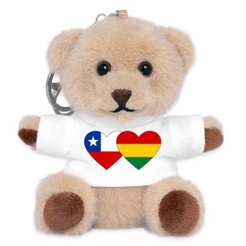 Chile Bolivien Flagge Herz - Teddy Schlüsselanhänger - Weiß - Vorne