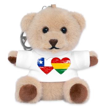 Chile Bolivia flag heart used - Teddy Keyring - white - Front