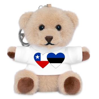Chile_Litauen_Flagge_Herz - Teddy Keyring - white - Front