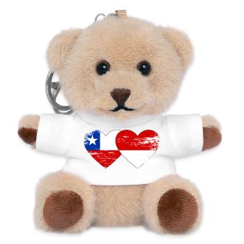 Chile Poland flag heart used - Teddy Keyring - white - Front