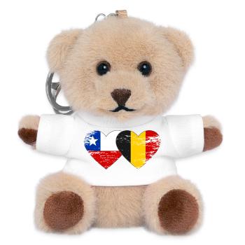 Chile Belgien Flagge Herz - Teddy Schlüsselanhänger - Weiß - Vorne