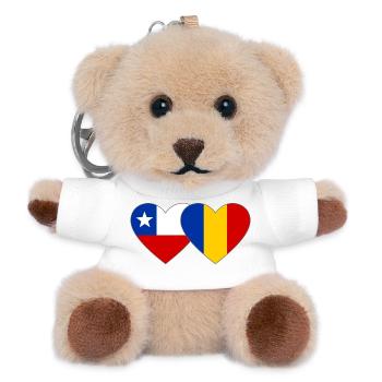 Chile_Rumänien_Flagge_Herz - Porte-clés ourson - blanc - Devant