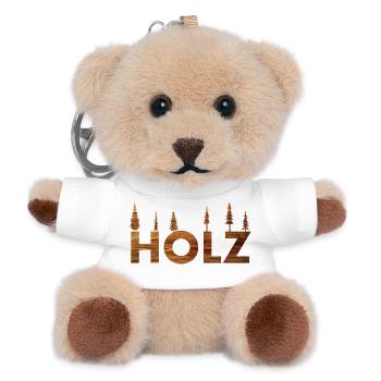 Holz Baum Holzfäller - Teddy Schlüsselanhänger - Weiß - Vorne