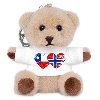 Chile Norwegen Flagge Herz used - Teddy Schlüsselanhänger - Weiß - Vorne