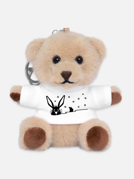 Niedlicher Hase im Schnee - Teddy Schlüsselanhänger - Weiß