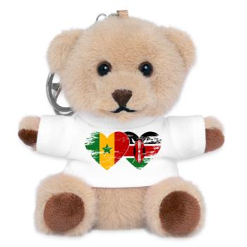Senegal_Kenia_Flagge_Herz_used - Teddy Schlüsselanhänger - Weiß - Vorne