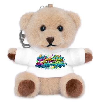 Wer langsam läuft sieht mehr vom Leben - Teddy Schlüsselanhänger - Weiß - Vorne