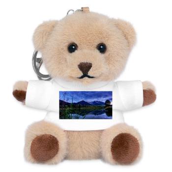 Nachtblick am Bergsee Blau - Teddy Schlüsselanhänger - Weiß - Vorne