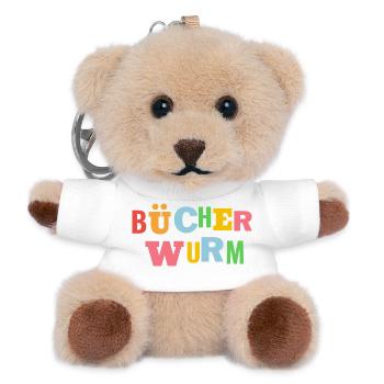 Bücherwurm - Teddy Schlüsselanhänger - Weiß - Vorne
