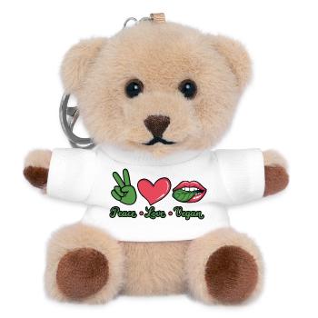 T-shirt graphique végan Peace Love - Porte-clés ourson - blanc - Devant