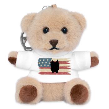 Silhouette Bulldogge auf amerikanischer Flagge  - Teddy Schlüsselanhänger - Weiß - Vorne