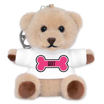 Maman chiot chiot à la clavicule - Porte-clés ourson - blanc - Devant