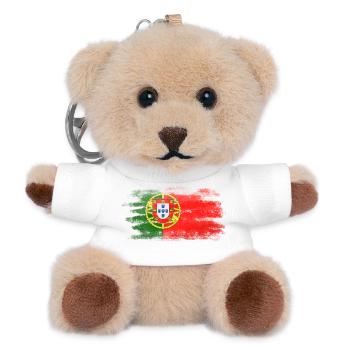 Portugal Flagge – Aquarell Pinselstrich Design - Teddy Schlüsselanhänger - Weiß - Vorne