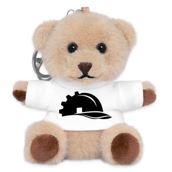 Bauarbeiter Helm Zahnrad und Haus - Teddy Schlüsselanhänger - Weiß - Vorne