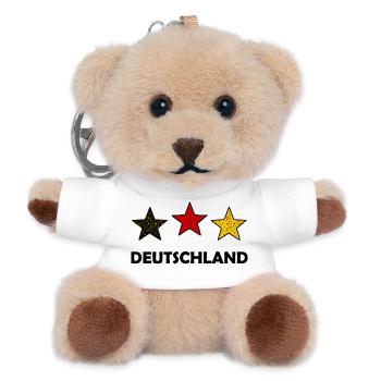 Drei farbige Sterne Deutschland - Teddy Schlüsselanhänger - Weiß - Vorne