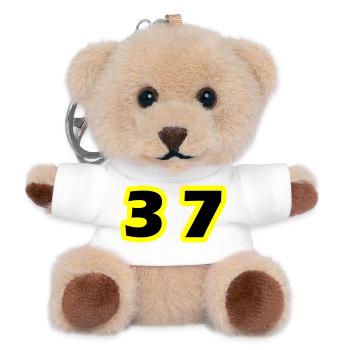 Symbole numérique 37 - Porte-clés ourson - blanc - Devant
