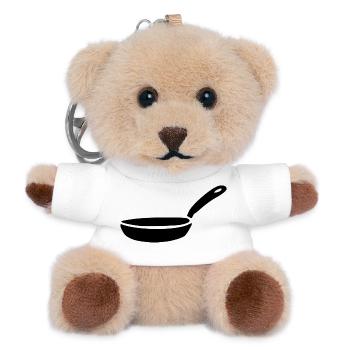 Pan Pot Cooking Icon Gift Chef - Teddy Keyring - white - Front