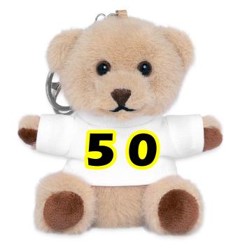 Symbole de 50 chiffres - Porte-clés ourson - blanc - Devant