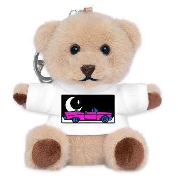 Retro 80s Cabrio Grafik - Teddy Schlüsselanhänger - Weiß - Vorne