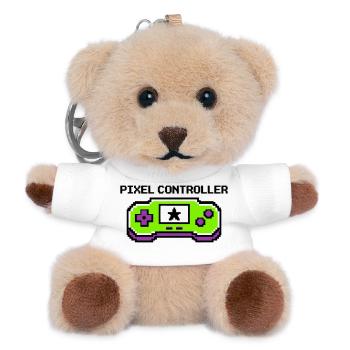 Pixel Controller Logo Grafik - Teddy Schlüsselanhänger - Weiß - Vorne