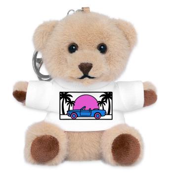 Convertible Palm Trees Sunset Graphic - Teddy Keyring - white - Front