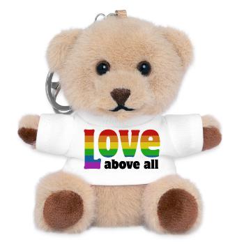 Love Above All | in Pride colors - Teddy Keyring - white - Front