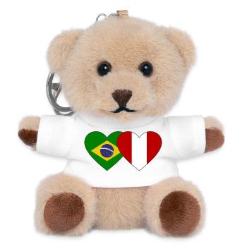 Brazil Peru Flag Hands Heart Shape Used - Teddy Keyring - white - Front