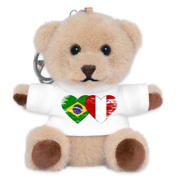 Brazil Peru Flag Hands Heart Shape Used - Teddy Keyring - white - Front