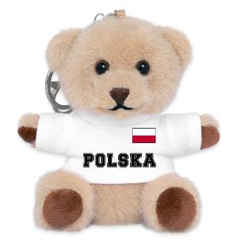 Polen Trikot Look – POLSKA mit Fahne bzw. Flagge - Teddy Schlüsselanhänger - Weiß - Vorne