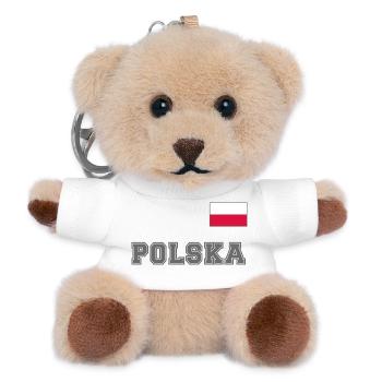 Polen Trikot Look – POLSKA mit Fahne bzw. Flagge - Teddy Schlüsselanhänger - Weiß - Vorne