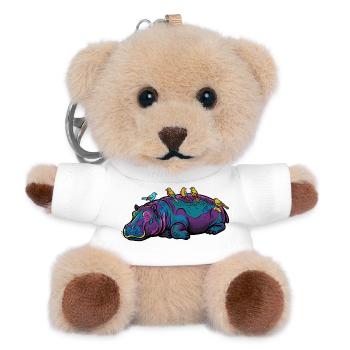 Buntes Nilpferd im Traumland - Teddy Schlüsselanhänger - Weiß - Vorne