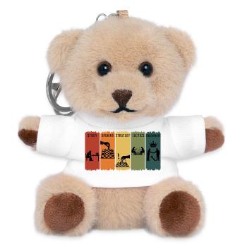 Retro Schachschritte Eröffnungsstrategie Schachmatt - Teddy Schlüsselanhänger - Weiß - Vorne