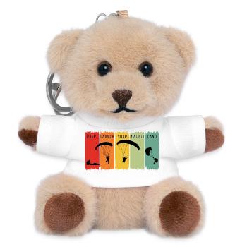 Retro-Paragliding-Schritte starten Soar Land Geschenk - Teddy Schlüsselanhänger - Weiß - Vorne