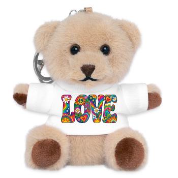 Regenbogenliebe mit Peacezeichen - Teddy Schlüsselanhänger - Weiß - Vorne