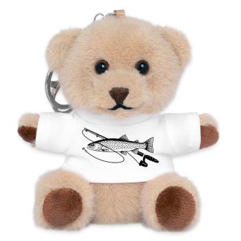Forelle Fisch angeln mit Rute Petri Heil - Teddy Schlüsselanhänger - Weiß - Vorne