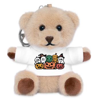 Halloween Gruppe Kürbisse Geister Monster - Teddy Schlüsselanhänger - Weiß - Vorne