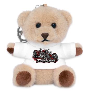 Cooles Triker  Motorrad Dreirad Biker - Teddy Schlüsselanhänger - Weiß - Vorne