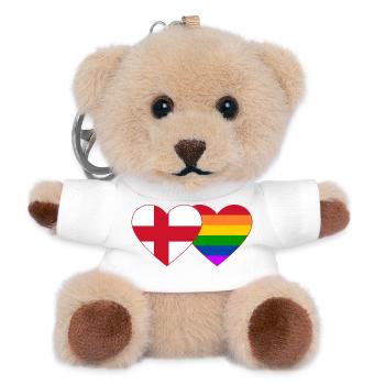 England Regenbogen Flagge Herz - Teddy Schlüsselanhänger - Weiß - Vorne