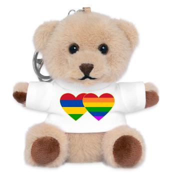 Mauritius Regenbogen Flagge Herz - Teddy Schlüsselanhänger - Weiß - Vorne