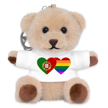 Portugal Regenbogen Flagge Herz - Teddy Schlüsselanhänger - Weiß - Vorne