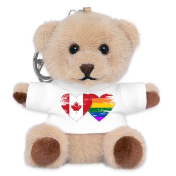 Kanada Regenbogen Flagge Herz used - Teddy Schlüsselanhänger - Weiß - Vorne