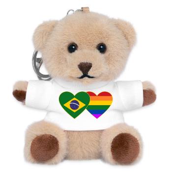 Brasilien Regenbogen Flagge Herz - Teddy Schlüsselanhänger - Weiß - Vorne