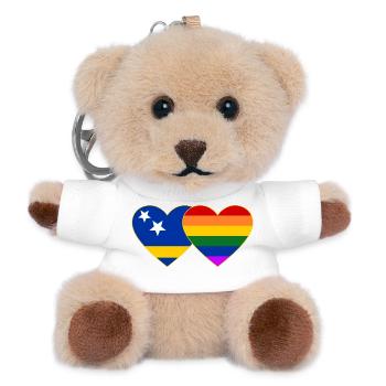 Curacao Regenbogen Flagge Herz - Teddy Schlüsselanhänger - Weiß - Vorne