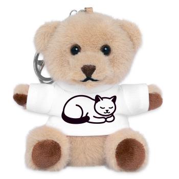 Schlafende Katze Icon - Teddy Schlüsselanhänger - Weiß - Vorne