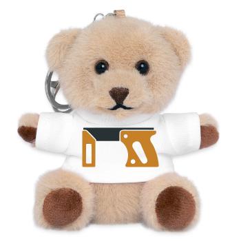 Anschlagwinkel Werkzeug Grafik - Teddy Schlüsselanhänger - Weiß - Vorne