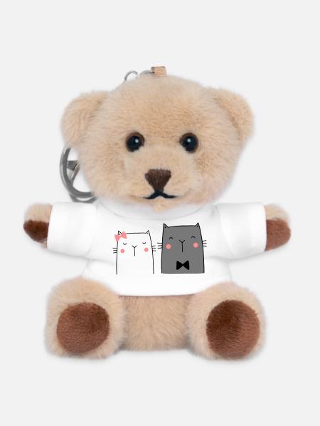 Cats Couple Couple Couple Wedding Couple Wedding - Teddy Keyring - white