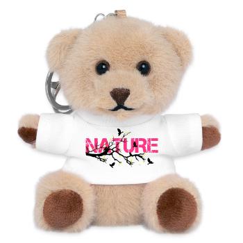 Nature en Rose Éclatante - Porte-clés ourson - blanc - Devant