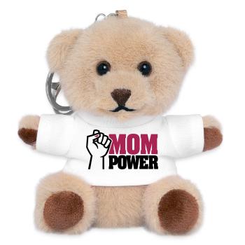 MOM POWER - superhero mother - I LOVE MOM - mommy - Teddy Keyring - white - Front