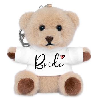 Cadeau de partie de poule coeur de mariée - Porte-clés ourson - blanc - Devant